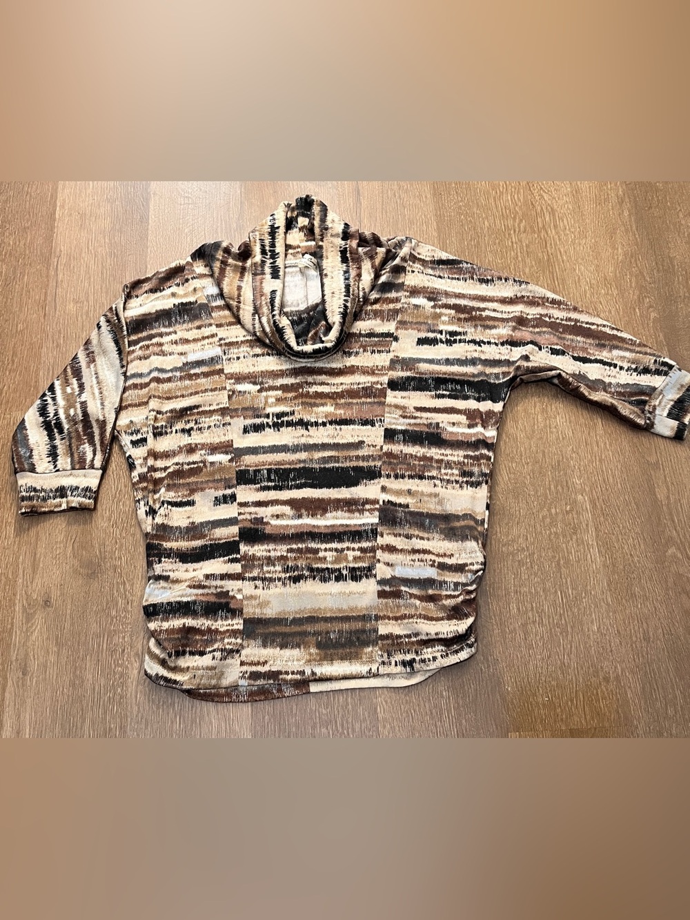 PerSeption Concept Cowl Neck Abstract Print Top (M)